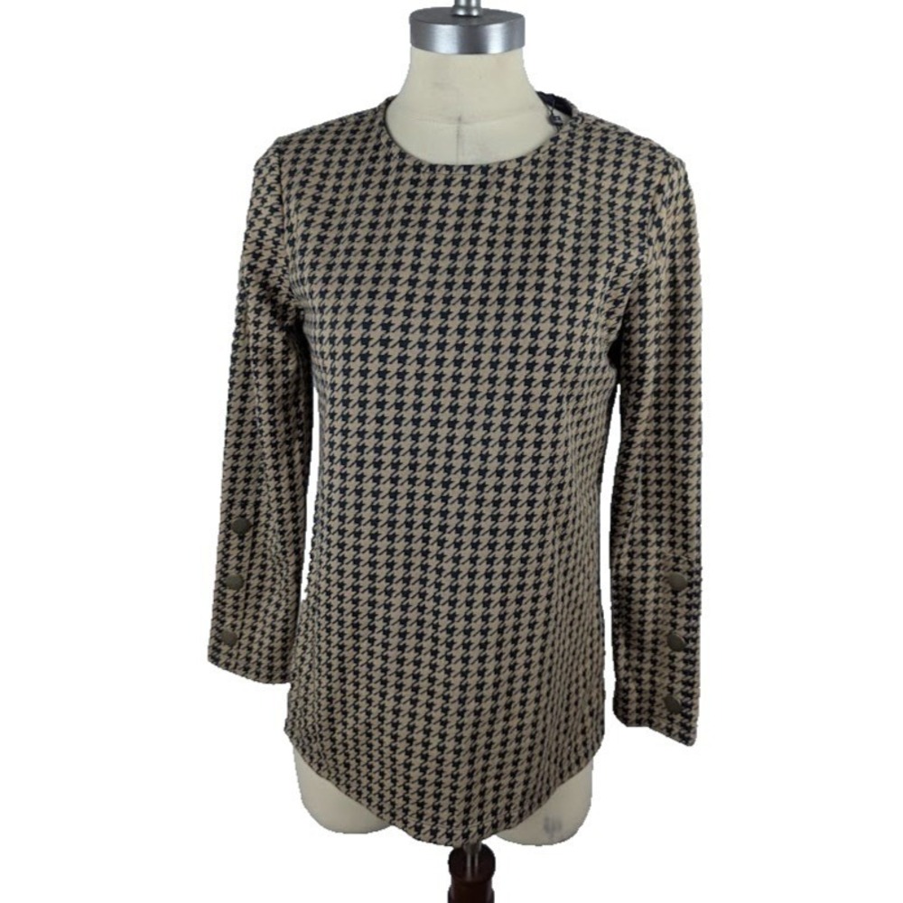 Tommy Hilfiger Long Sleeve Jacquard Tunic Tan Multi Women's Size S